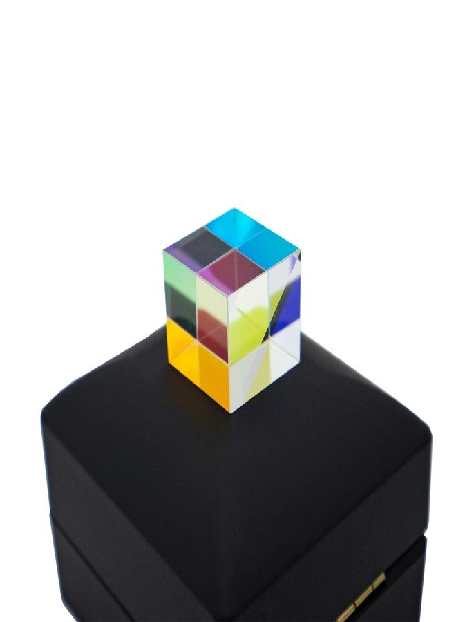 StayMax موشور StayMax ثنائي اللون على شكل مكعب X، موشور تشتيت RGB للفيزياء والديكور مع صندوق تخزين (أسود)، للأطفال - Image 5